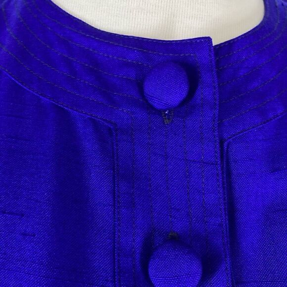 MBR International 6 S Cobalt Blue Silk Dress 1980s Does 1940s Volup VTG Midi - Picture 6 of 11